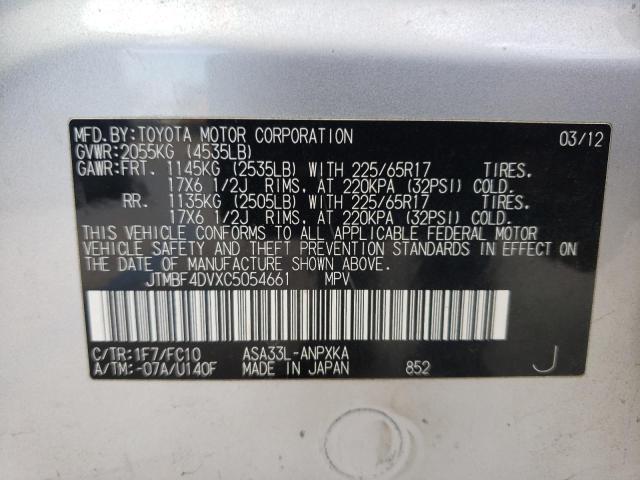 Photo 10 from auction – 2012 TOYOTA RAV4 with VIN JTMBF4DVXC5054661