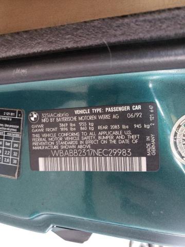 Photo 10 from auction – 1992 BMW 325 IC AUT with VIN WBABB2317NEC29983
