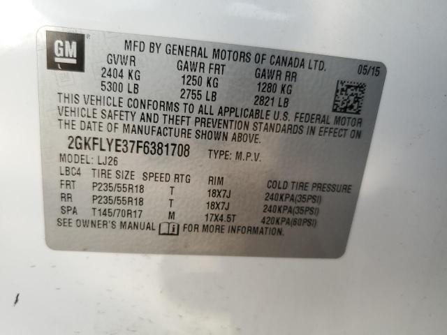 Photo 10 from auction – 2015 GMC TERRAIN SL with VIN 2GKFLYE37F6381708