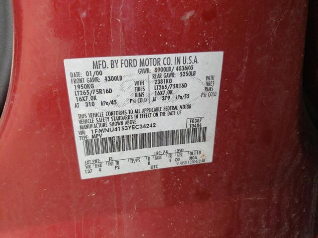 Photo 10 from auction – 2000 FORD EXCURSION with VIN 1FMNU41S3YEC34242