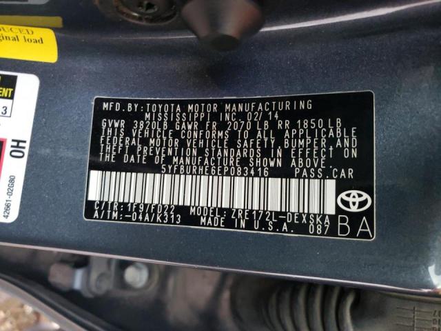 صورة رقم 10 من المزاد - 2014 TOYOTA COROLLA مع VIN 5YFBURHE6EP083416