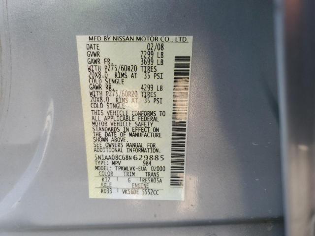 Photo 10 from auction – 2008 NISSAN ARMADA SE with VIN 5N1AA08C68N629885