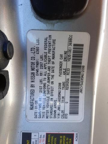 Photo 10 from auction – 2005 INFINITI G35 with VIN JNKCV54E85M412098