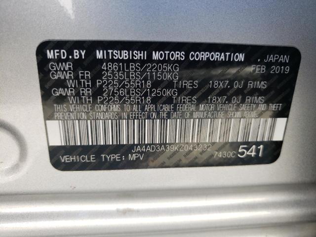 Photo 10 from auction – 2019 MITSUBISHI OUTLANDER with VIN JA4AD3A39KZ043232