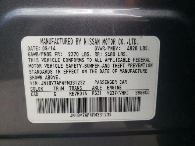 Photo 10 from auction – 2015 INFINITI Q50 BASE with VIN JN1BV7AP4FM331232