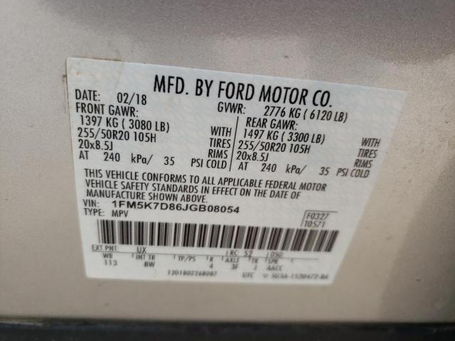 Photo 10 from auction – 2018 FORD EXPLORER X with VIN 1FM5K7D86JGB08054