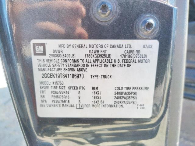 Photo 10 from auction – 2004 CHEVROLET silverado with VIN 2GCEK19T841106970