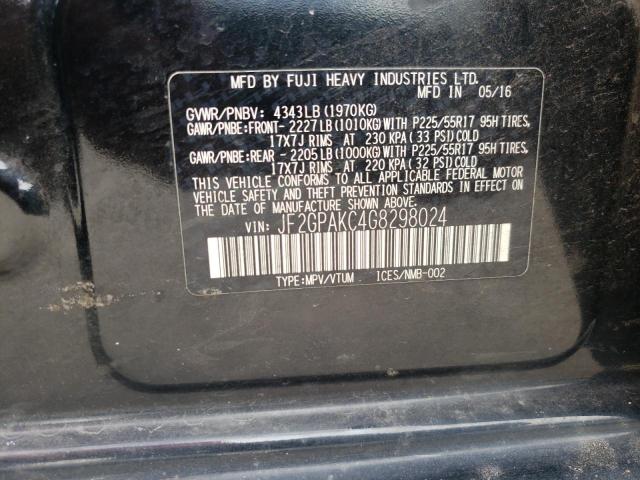 Photo 10 from auction – 2016 SUBARU CROSSTREK with VIN JF2GPAKC4G8298024