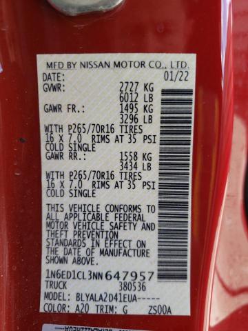 Photo 10 from auction – 2022 NISSAN FRONTIER S with VIN 1N6ED1CL3NN647957