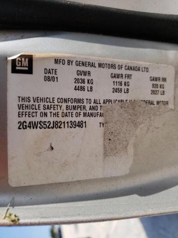 Photo 10 from auction – 2002 BUICK CENTURY CU with VIN 2G4WS52J821139481