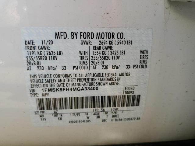 Photo 10 from auction – 2021 FORD EXPLORER L with VIN 1FMSK8FH4MGA33400