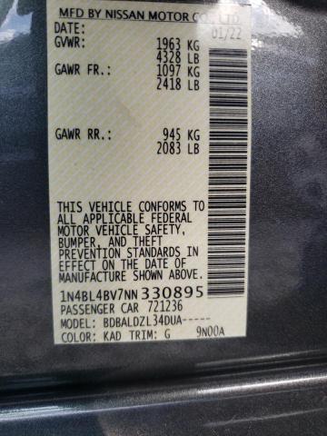 Photo 10 from auction – 2022 NISSAN ALTIMA S with VIN 1N4BL4BV7NN330895