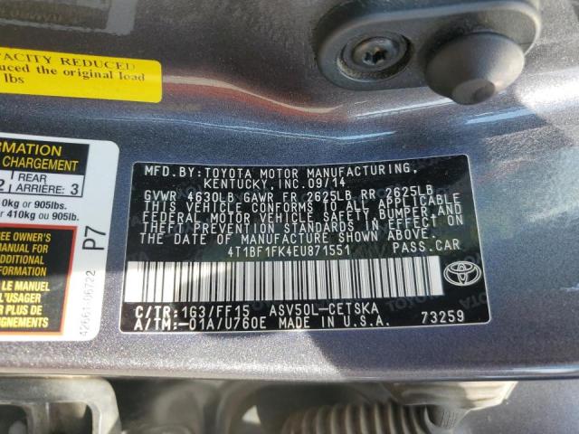 Photo 10 from auction – 2014 TOYOTA CAMRY L with VIN 4T1BF1FK4EU871551
