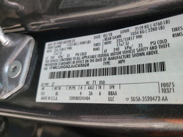 Photo 10 from auction – 2018 FORD ESCAPE SE with VIN 1FMCU0G92JUC65028