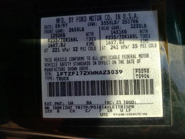 Photo 10 from auction – 1998 FORD F150 with VIN 1FTZF172XWNA23039