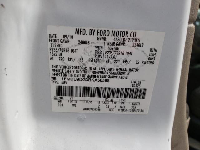 Photo 10 from auction – 2010 FORD ESCAPE XLT with VIN 1FMCU0D79AKC85243