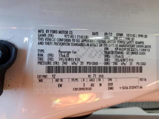 Photo 10 from auction – 2013 FORD FOCUS S with VIN 1FADP3E22DL138612