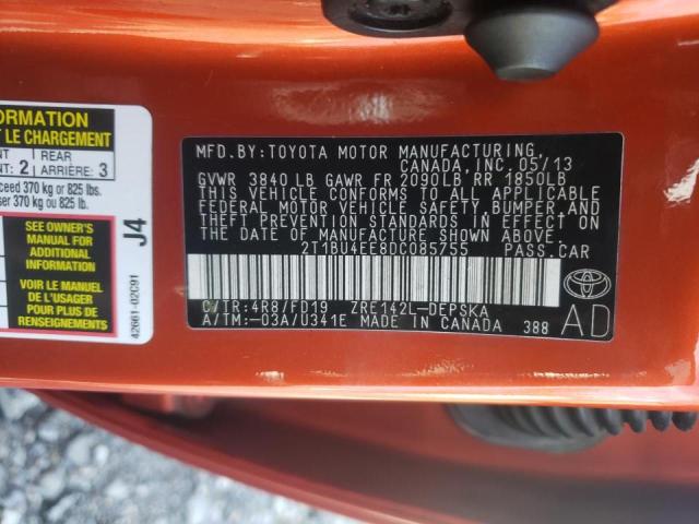 Photo 10 from auction – 2013 TOYOTA COROLLA BA with VIN 2T1BU4EE8DC085755