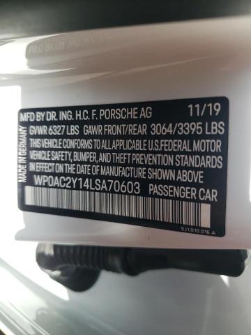 Photo 10 from auction – 2020 PORSCHE TAYCAN TUR with VIN WP0AC2Y14LSA70603