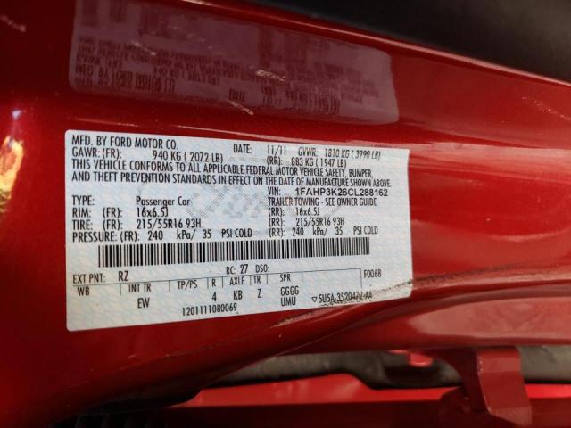 Photo 10 from auction – 2012 FORD FOCUS SE with VIN 1FAHP3K26CL288162