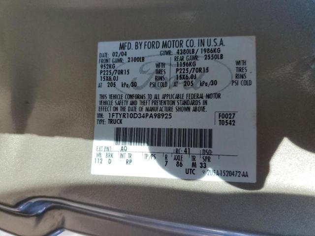 Photo 10 from auction – 2004 FORD RANGER with VIN 1FTYR10D34PA98925