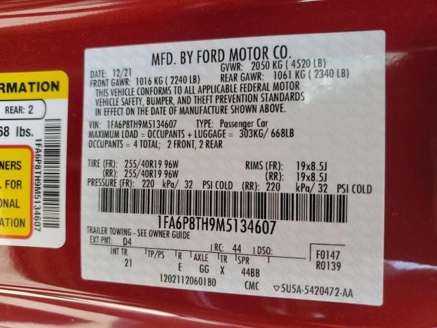 Photo 10 from auction – 2021 FORD MUSTANG with VIN 1FA6P8TH9M5134607