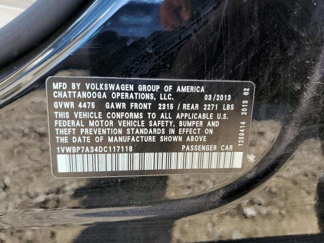 Photo 10 from auction – 2013 VOLKSWAGEN PASSAT SE with VIN 1VWBP7A34DC117118