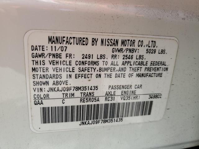 Photo 10 from auction – 2008 INFINITI EX35 BASE with VIN JNKAJ09F78M351435