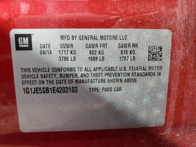 Photo 10 from auction – 2014 CHEVROLET SONIC LTZ with VIN 1G1JE5SB1E4203103