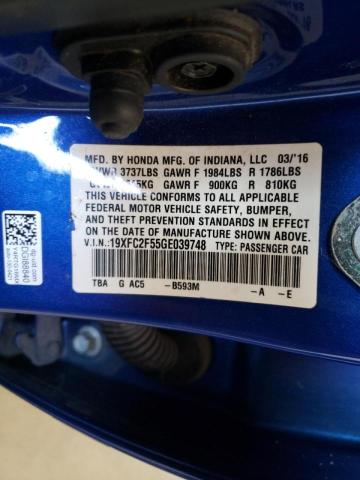Photo 10 from auction – 2016 HONDA CIVIC LX with VIN 19XFC2F55GE039748