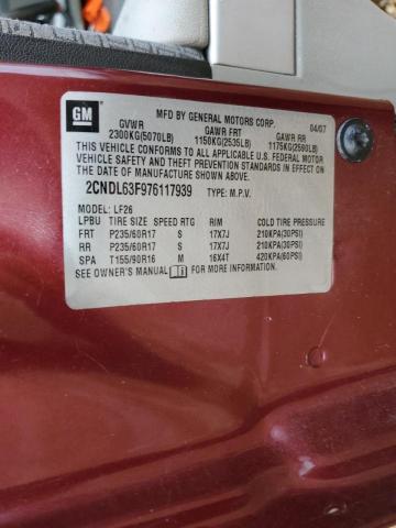 Photo 10 from auction – 2007 CHEVROLET EQUINOX LT with VIN 2CNDL63F976117939