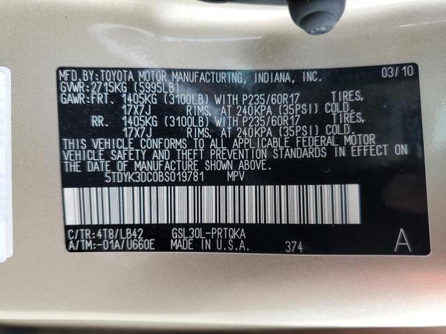 Photo 10 from auction – 2011 TOYOTA SIENNA XLE with VIN 5TDYK3DC0BS019781