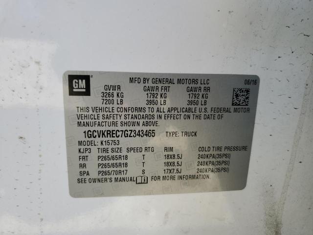 Photo 10 from auction – 2016 CHEVROLET SILVERADO with VIN 1GCVKREC7GZ343465