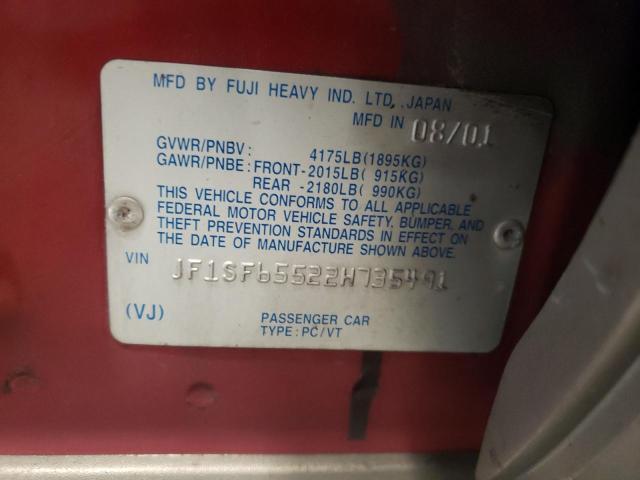 Photo 10 from auction – 2002 SUBARU FORESTER S with VIN JF1SF65522H735491