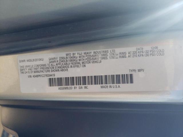 Photo 10 from auction – 2007 SUBARU LEGACY OUT with VIN 4S4BP61C276334419