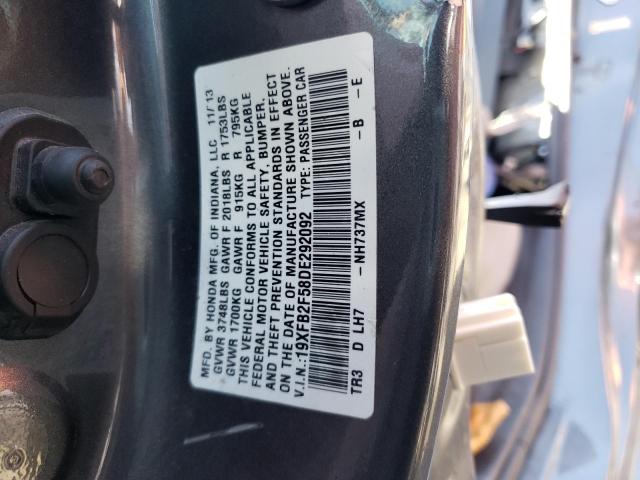 Photo 10 from auction – 2013 HONDA CIVIC LX with VIN 19XFB2F58DE292092