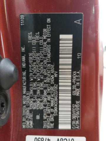 Photo 10 from auction – 2010 TOYOTA SIENNA CE with VIN 5TDKK4CC8AS337062