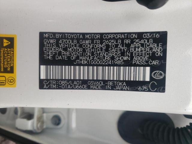 Photo 10 from auction – 2016 LEXUS ES 350 with VIN JTHBK1GG0G2241985