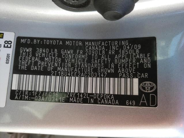 Photo 10 from auction – 2010 TOYOTA COROLLA BA with VIN 2T1BU4EE2AC203147