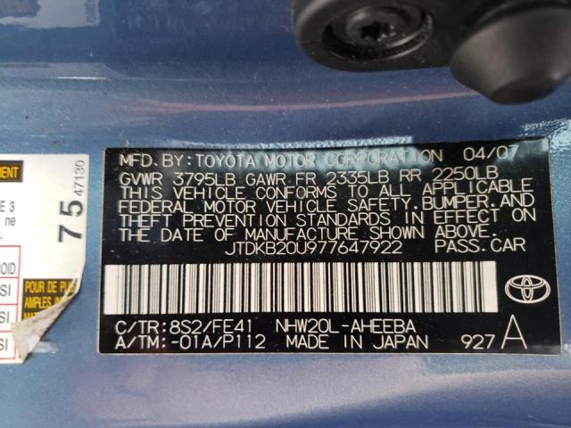 Photo 10 from auction – 2007 TOYOTA PRIUS with VIN JTDKB20U977647922