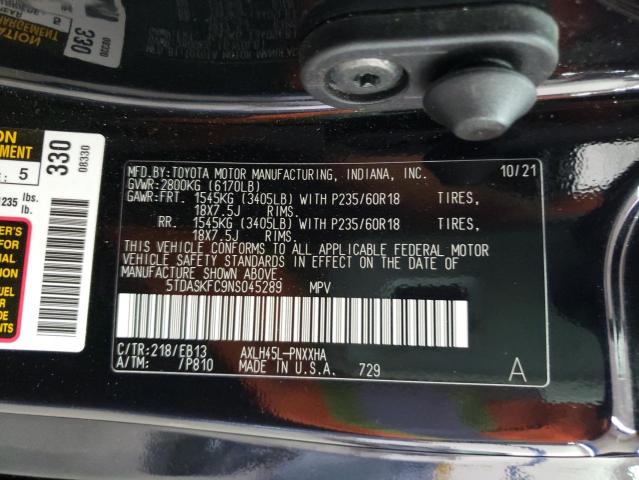 Photo 10 from auction – 2022 TOYOTA SIENNA XLE with VIN 5TDASKFC9NS045289
