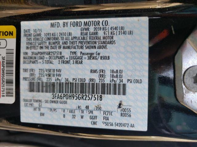 Photo 10 from auction – 2016 FORD FUSION SE with VIN 3FA6P0H95GR257518