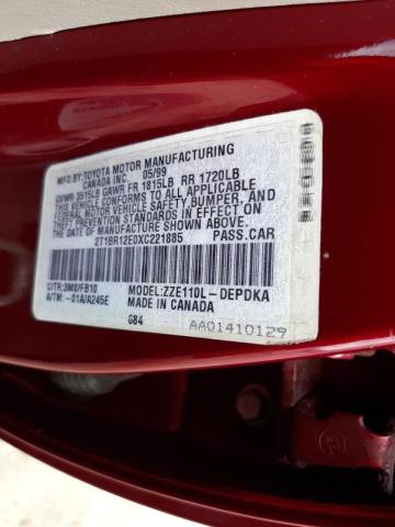 Photo 10 from auction – 1999 TOYOTA COROLLA VE with VIN 2T1BR12E0XC221885