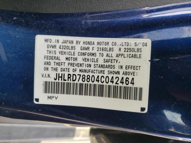 Photo 10 from auction – 2004 HONDA CR-V EX with VIN JHLRD78804C042464