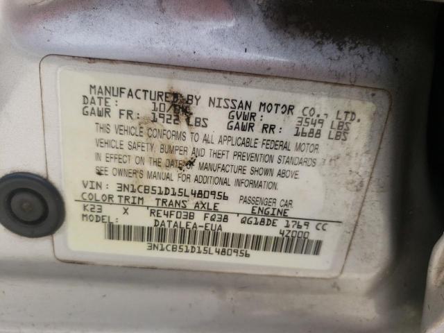Photo 10 from auction – 2005 NISSAN SENTRA with VIN 3N1CB51D15L480956