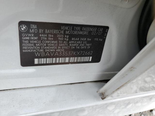Photo 10 from auction – 2007 BMW 328 I with VIN WBAVA33537KX72662