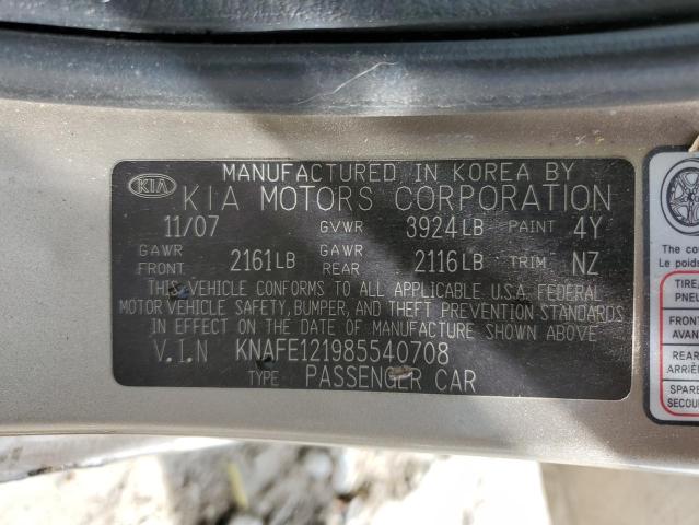 Photo 10 from auction – 2008 KIA SPECTRA EX with VIN KNAFE121985540708