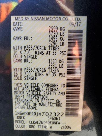 Photo 10 from auction – 2018 NISSAN FRONTIER S with VIN 1N6AD0ER0JN702322