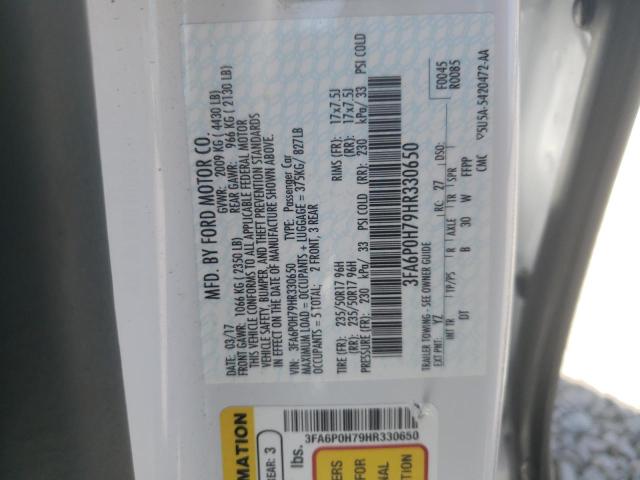 Photo 10 from auction – 2017 FORD FUSION SE with VIN 3FA6P0H79HR330650