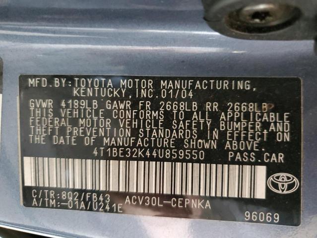 Photo 10 from auction – 2004 TOYOTA CAMRY LE with VIN 4T1BE32K44U859550